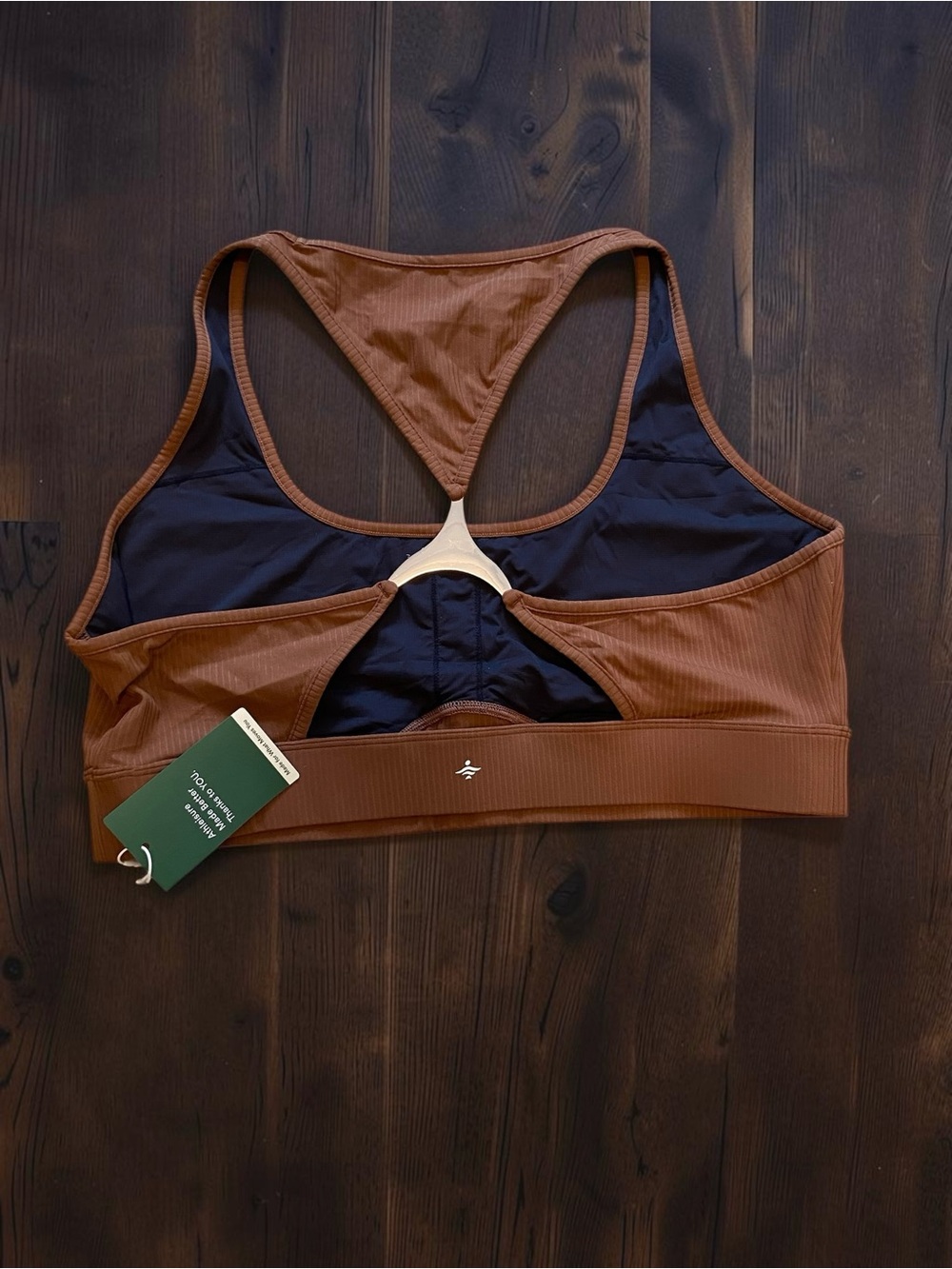 Ultra Rare Halara Ribbed Racerback Sports Bra with Metal Back Piece- Brown